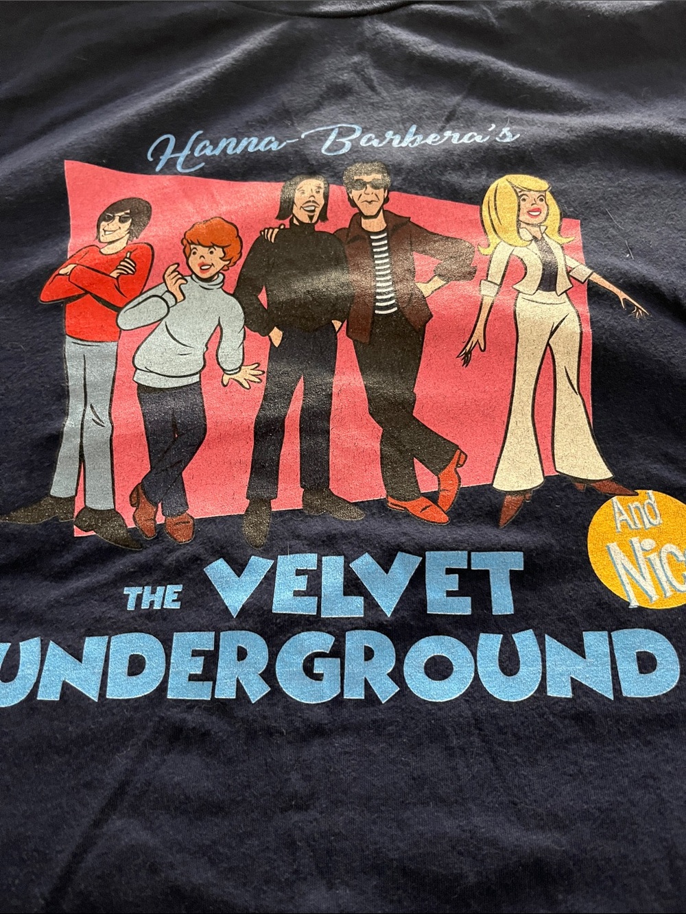 Rare and unique NWOT Hanna-Barbera The Velvet Underground Navy Graphic T unisex - Picture 2 of 6